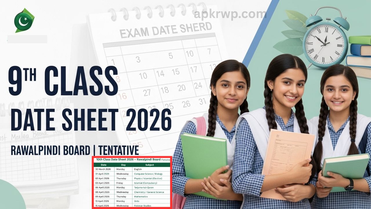 9th Class Date Sheet 2026 Rawalpindi Board