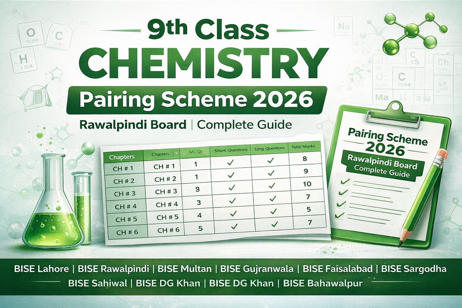 Pairing Scheme of 9th Class Chemistry 2026 Rawalpindi Board